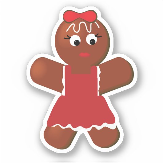 Sticker Christmas Gingerbread Cute Girl Cookie Vinyl (Devant)