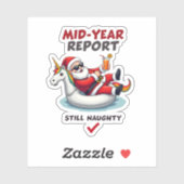 Sticker Christmas In July Santa on Unicorn Pool Float Stil (Feuille)