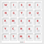 Sticker Christmas Keyboard Keys Alphabets Advent Calendar (Feuille)