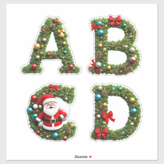 Sticker Christmas Letter Wreaths (Feuille)