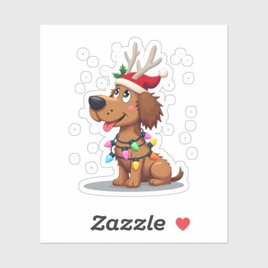 Sticker Christmas Lights Soft Coated Wheaten Terrier Dog T (Feuille)