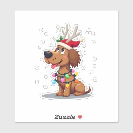 Sticker Christmas Lights Soft Coated Wheaten Terrier Dog T (Feuille)