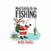 Sticker Christmas Merry Christmas For Gift Fishing Santa ( (Devant)