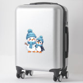 Sticker Christmas Merry Christmas For Gift Penguin Snowman (Sur valise)
