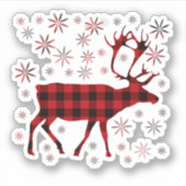 Sticker Christmas Moose, Deer, elk, caribou, red plaids (Devant)