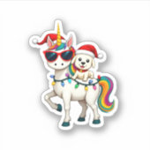 Sticker Christmas Poodle Unicorn Sunglasses Poodles T-Shir (Devant)