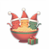 Sticker Christmas Ramen Cat Santa Anime Meow Kitty Meow Ca (Devant)