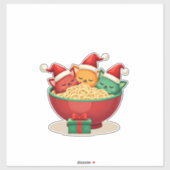 Sticker Christmas Ramen Cat Santa Anime Meow Kitty Meow Ca (Feuille)