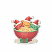 Sticker Christmas Ramen Cat Santa Anime Meow Kitty Meow Ca (Devant)
