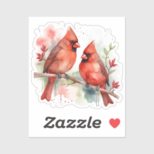 Sticker Christmas Red Cardinal Birds Holiday Art (Feuille)