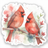 Sticker Christmas Red Cardinal Birds Holiday Art (Recto)