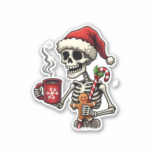 Sticker Christmas Skeleton Hot Chocolate Xmas Men Women Ki (Devant)