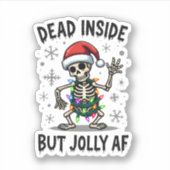 Sticker Christmas Skull Peace Dead Inside But Jolly Xmas M (Devant)