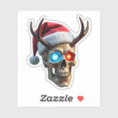 Sticker Christmas Skull with Santa Hat and Antlers Mystic (Feuille)