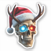 Sticker Christmas Skull with Santa Hat and Antlers Mystic (Devant)