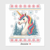 Sticker Christmas Theme Knitted Unicorn Unicorns T-Shirt ( (Feuille)