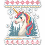 Sticker Christmas Theme Knitted Unicorn Unicorns T-Shirt ( (Devant)
