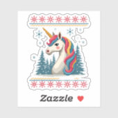 Sticker Christmas Theme Knitted Unicorn Unicorns T-Shirt ( (Feuille)