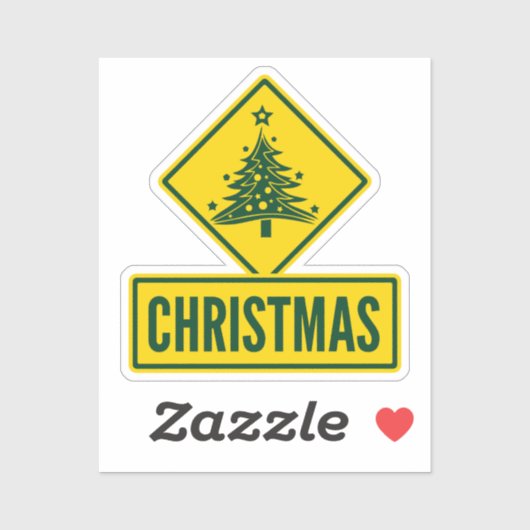Sticker Christmas Tree Modern Holiday Road Warning Sign (Feuille)