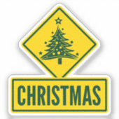 Sticker Christmas Tree Modern Holiday Road Warning Sign (Recto)