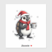 Sticker Christmas Turtle with Santa Hat Coffee Lover Funny (Feuille)