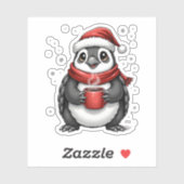 Sticker Christmas Turtle with Santa Hat Coffee Lover Funny (Feuille)