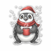Sticker Christmas Turtle with Santa Hat Coffee Lover Funny (Devant)