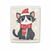 Sticker Christmas Tuxedo Cat Santa Scarf Ugly Xmas Women G (Devant)