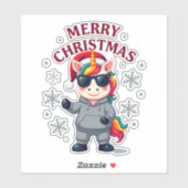 Sticker Christmas Unicorn Santa Hat T-Shirt (Feuille)
