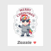 Sticker Christmas Unicorn Santa Hat T-Shirt (Feuille)