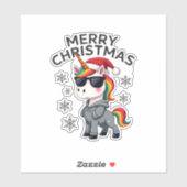 Sticker Christmas Unicorn Santa Hat T-Shirt (1) (Feuille)
