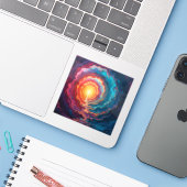 Sticker Chromatic Singularity - Square Vinyl (Ordinateur portable avec iPhone)