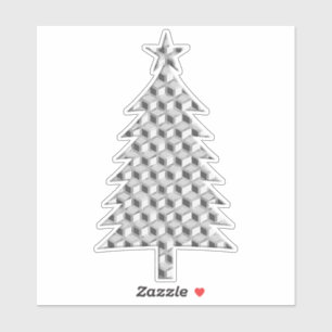Sticker Chrome 3-d Boxes Arbre de Noël en argent