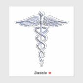 Sticker Chrome Comme Caduceus Symbole Médicale sur Marine  (Feuille)