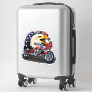 Sticker Chrome moto chopper aigle patriotique drapeau USA