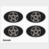 Sticker Chrome Oval Pentagram Hammered (Feuille)