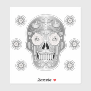 Sticker Chrome (Rose blanche) Calavera