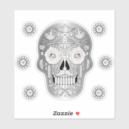 Sticker Chrome (Rose blanche) Calavera (Feuille)