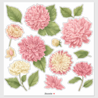 Sticker Chrysanthemum Peach Cream Custom Vinyl