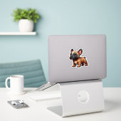 Sticker Chubby Brown Français Bulldog Chippon Plein Corps (Ordinateur portable sur le bureau)