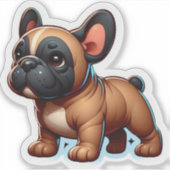 Sticker Chubby Brown Français Bulldog Chippon Plein Corps (Devant)