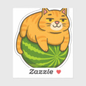 Sticker Chubby Chat sur Watermelon Meme Shirt (Feuille)