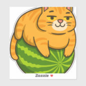Sticker Chubby Chat sur Watermelon Meme Shirt (Feuille)
