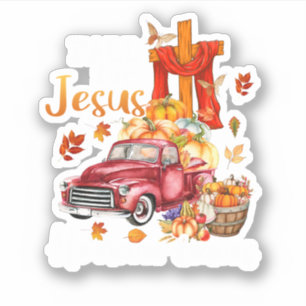 Sticker Chute Pour Jésus Il N'A Jamais Feuille Citrouille 