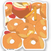 Sticker cidre de pomme avec beignes (Recto)