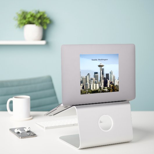 Sticker Ciel de Seattle, Washington (Ordinateur portable sur le bureau)