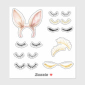 Sticker Cils Oreilles de Lapin Rose (Feuille)