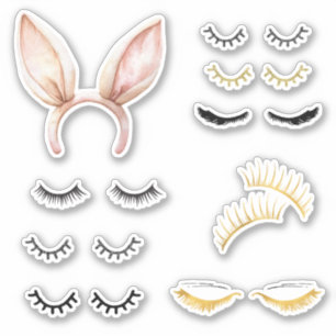 Sticker Cils Oreilles de Lapin Rose