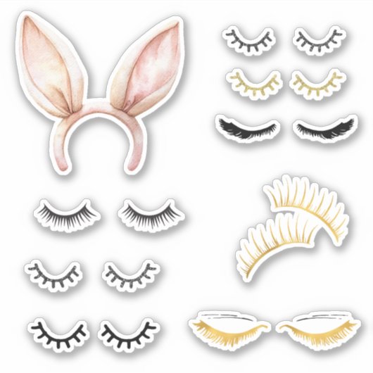 Sticker Cils Oreilles de Lapin Rose (Devant)