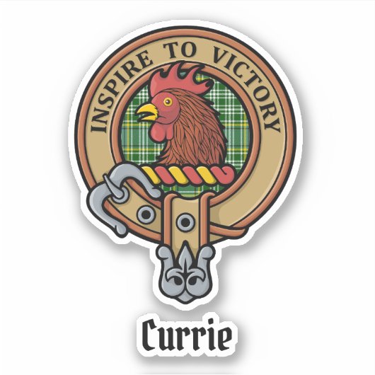 Sticker Cimier de coq Clan Currie sur Tartan (Devant)
